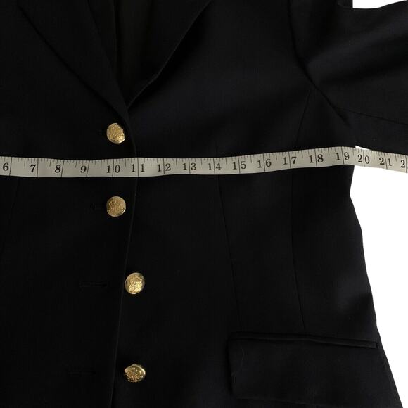 Talbots Blazer Women's Size 10 Gold 4 Button Nautical Blue Classic Wool Stretch - Picture 5 of 6